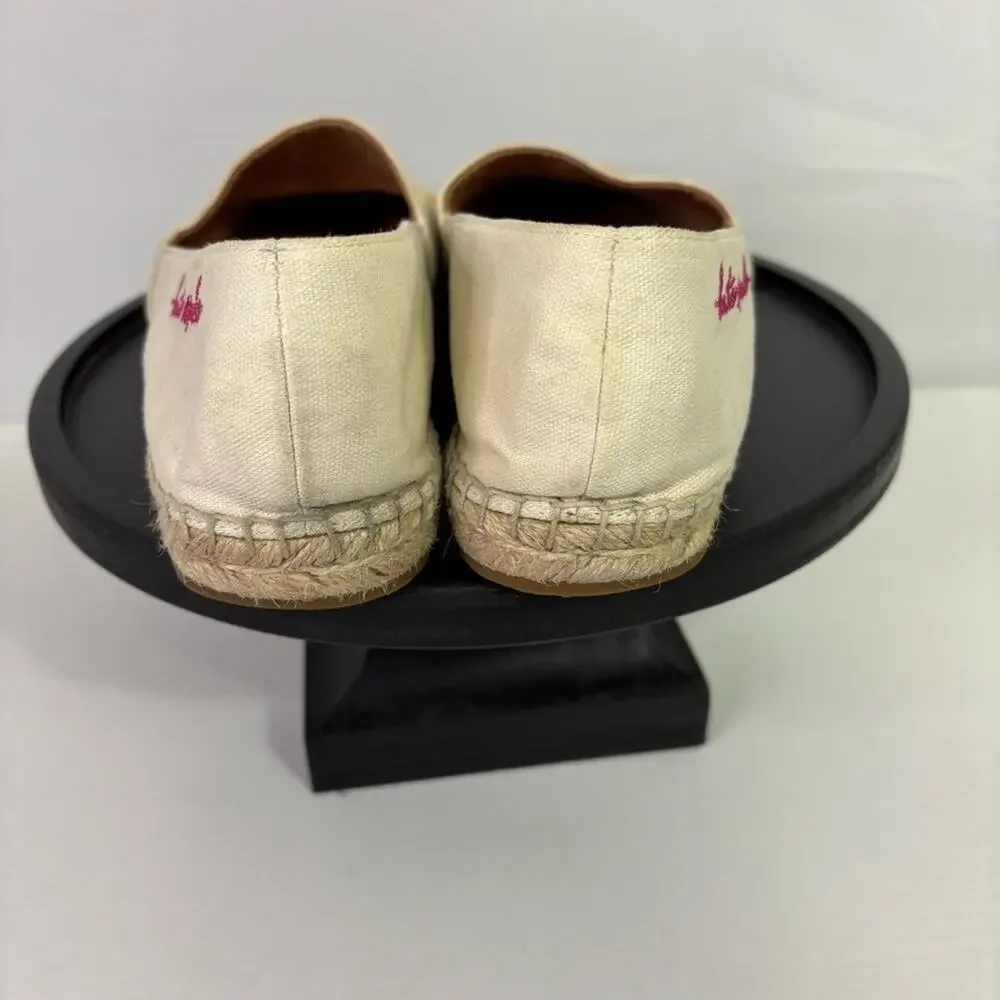 Kate Spade Cream Espadrilles with Firefly Embroidery Size 6